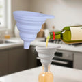Silicone Collapsible Funnel for Kitchen Use, Food Grade Small Foldable Funnel for Liquid Transfer, Oil Change, Cooking, Water, Powder, Juice, Drink & Filling Bottles, White - color: White