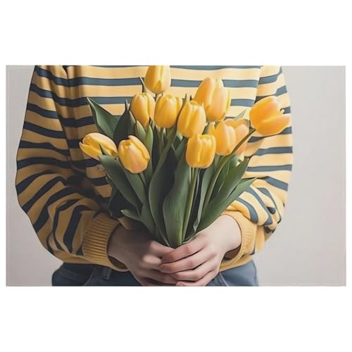 Outdoor Door Mat 15.7" X 23.6" Non-Slip Doormat Yellow Bouquet Front Door Mats Quick Dry Welcome Mats for Outdoor Indoor Entrance Mat Home Decor Floor Mats for Patio - color: Yellow Bouquet