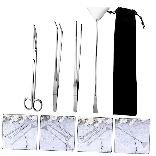 1set Stainless Steel Aquarium Cleaning Tool Kit Aquascaping Tweezers Scissors and Spatula for Plant Maintenance Set Storage Bag for Freshwater Aquariums