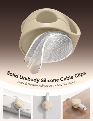 8-Pack Cord Organizer Magnetic Silicone Cable Clips[8 mm Wider Cable Accessible]Desk Cable Management, FLYLEAD Desktop Cord Holder for Nightstand, Office Workspaces Desk Organization Home Accessories - color: Beige