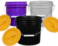 House Naturals 2 Gallon Purple Food Grade BPA Free Made in USA Bucket with Screw On Lid - Pack of 3 (Purple,Gray,Black, Orange lids) - color: Purple,gray,black, Orange Lids
