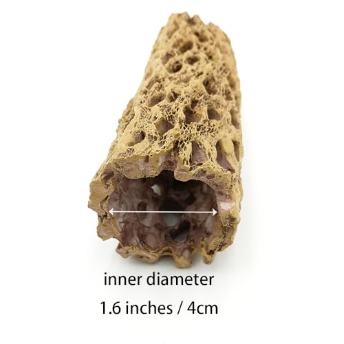 Shelltech Shrimp Hideout Resin Aquarium Decorations Hollow Log Hideaway for Shrimp, Mini Fish, Lizard, Gecko (Light Brown, S) - color: Light Brown, size: S