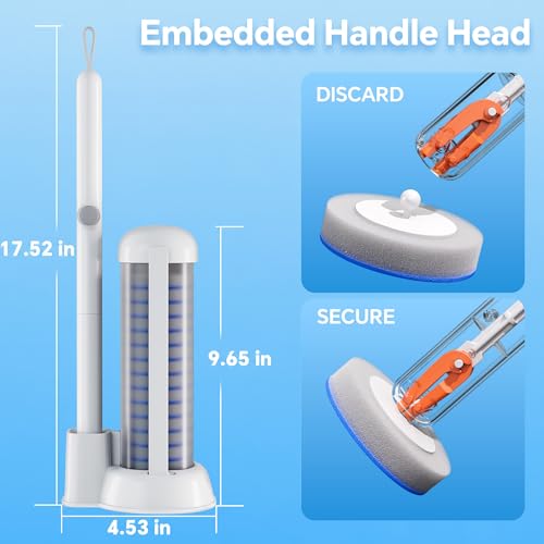 Spreezy Disposable Toilet Brush Set, Touch-Free Toilet Wand Kit with 54 Refills & Holder, Disposable Toilet Bowl Brush