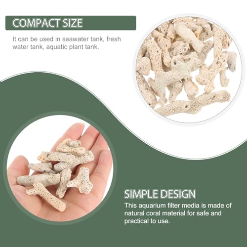 STOBOK Aquarium Filter Media Natural Coral Crushed Coral Substrate with Mesh Bag for Fish Tank and Pond Filtration 1.57X0.59X0.59 Inch