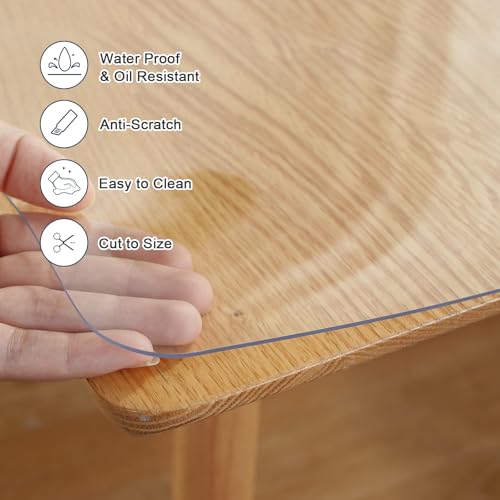 LovePads Clear Desk Mat 14 x 24 Inch, 1.5mm Thick Clear Table Protector, Waterproof Plastic Table Cover Protector, PVC Desk Protector Mat, Vinyl Desk Cover for Desktop, Coffee & Dining Table - color: Clear 2mm, size: 14" x 24" (Rectangular)