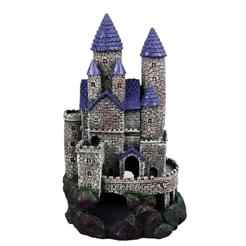 Aquarium Castle Decoration, Resin Aquarium Castle Decoration, Simulated Resin Hideout Cave Fish Tank House Ornament for Freshwater Saltwater