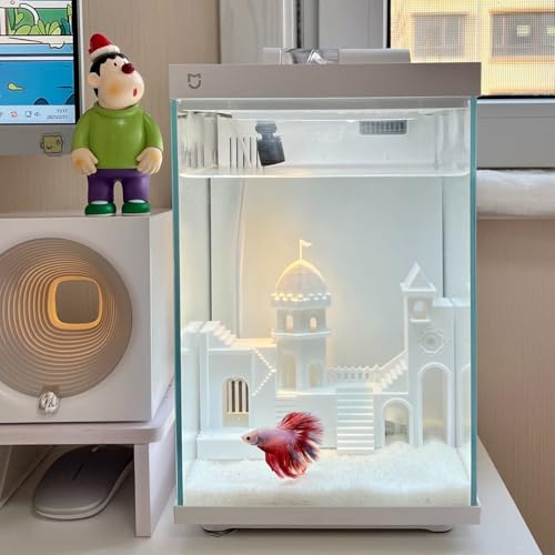 Aquarium Castle Decoration Fish Tank Corner Castle Cave Hideouts House Supplies Accessories Aquarium Undergravel Tunnel Hide Cave Decor for Betta Fish, Guppy, Shrimp Ornament (Pink, M) - color: Pink, size: Medium