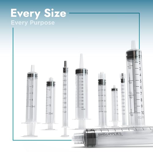 BH Supplies 20ml Luer Slip Tip Syringes (No Needle) - Sterile, Individually Wrapped - 50 Syringes