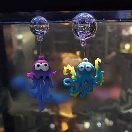 Aquarium Ornament, 2 Pcs Fish Tank Decorations Floating Decor Octopus with Floating Device,Cute Fish Tank Accessories for All Kinds of Simulated Underwater World - style: StyleC