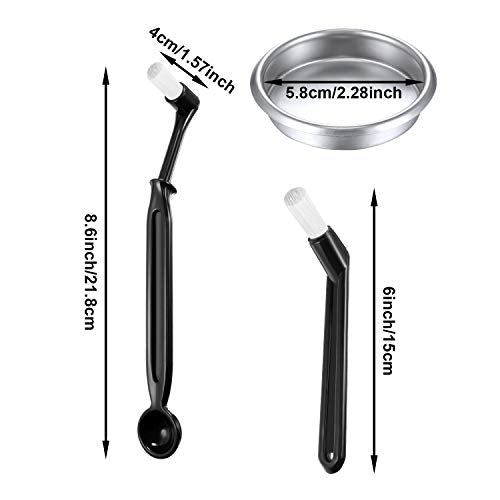 Zhehao Coffee Machine Brush Cleaner 4 Pieces Coffee Machine Brush with Spoon and 1 Piece 58 mm Stainless Steel Back Flush Insert Metal Blind Filter