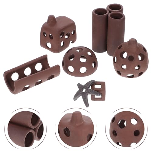 SUPVOX 7pcs Ceramic Fish Hideout Cave Set Aquarium Shrimp Shelter Breeding Ornament Tank Landscaping Decoration for Fish and Shrimp