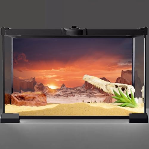 AWERT 72x18 inches Sun and Desert Terrarium Background Orange Reptile Habitat Background Durable Polyester Background - size: 72x18in/180x45cm