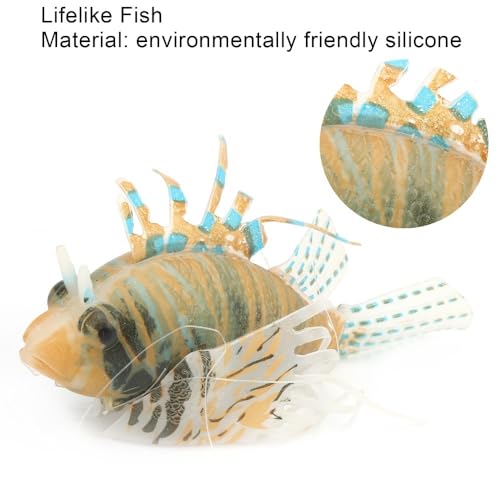 Silicone Simulation Fish Aquarium Sculpture Glowing Lifelike Fish Decoration Fluorescent Suction Cup Ornament for Tank(Black Orange) - style: Black Orange