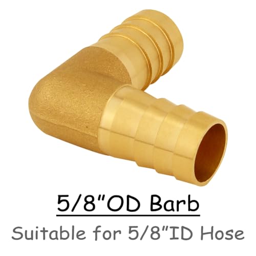 Uenede 2PCS Solid Brass 5/8"OD Barb Elbow Fittings 2-Way 90 Degree L Right Angle Barbed Fitting for Water/Oil/Gas - size: 5/8" Barb, style: Elbow (2 Way)
