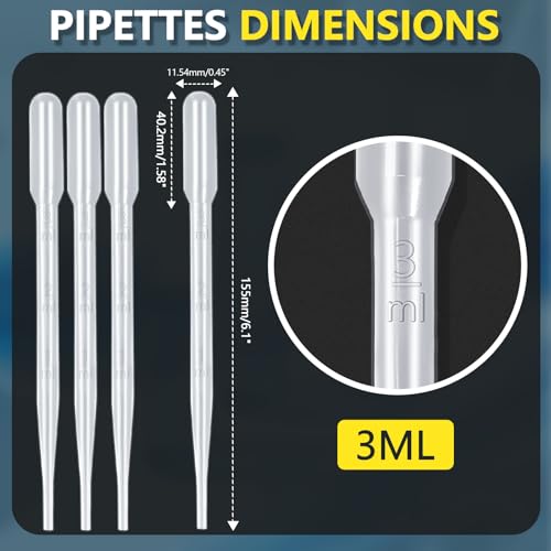 120Pcs Plastic Transfer Pipettes 3ml Dropper for Oil, Disposable Dropper Pipettes Eyedropper Water Droppers Pipette for Craft Lab Resin Paint - size: 3ml