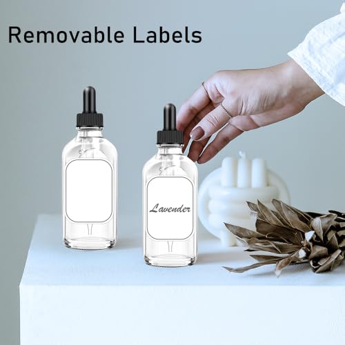 Bumobum Dropper Bottles 4oz, 2 Pack Clear Tinctures Bottle with Dropper for Essential Oils with Funnel, Labels & Pipette, Glass Dropper Bottles for Aromatherapy(Unbreakable Plastic Eye Dropper) - color: Clear