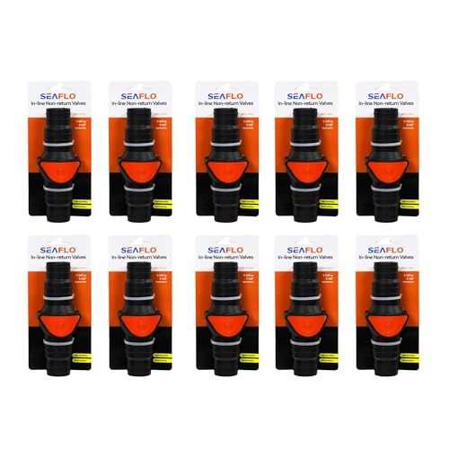 SEAFLO in-Line/ 90° Quick Disconnect Non-Return Check Valve PA6+GF+POM Construction, Anti-Backflow Design, Versatile Applications (Choose Size and Style) - size: 10 Pack, style: Inline Straight 1-1/4"-1½"