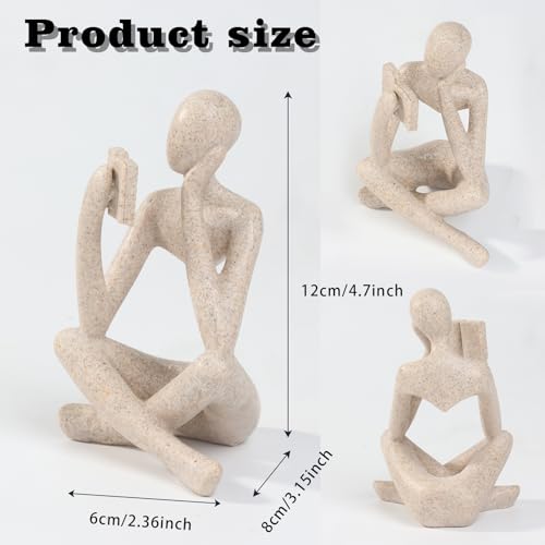 Fish Aquarium Decor Ornaments Sandstone Minimalist Resin Thinker Statue Fish Tank Decorations Small Accessories Abstract Home Decor Fish Toy for Betta Cichlid Goldfish Shrimps Hermit Crabs Turtle - color: Right Thinking Read Book