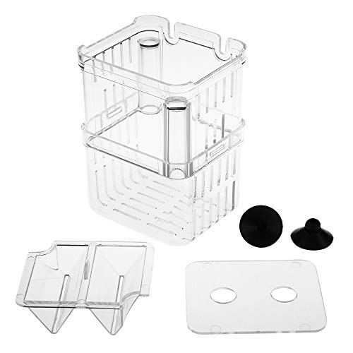 Senzeal Aquarium Fish Breeder Box Plastic Fish Isolation Breeding Box Hatching Incubator Box for Baby Fishes Shrimp Clownfish Guppy - size: Medium