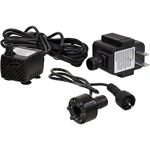 Sunnydaze 40 GPH Submersible Water Pump – 12V Small Fountain Pump with Adjustable Flow, LED Light & Transformer for Fountains, Bird Baths, Aquariums - style: White Light