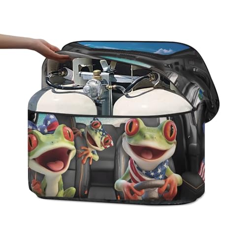 American Funny Frog RV Propane Tank Cover Camper Propane Gas Cylinder Cover Lightweight Four Seasons General 20 Pound Double for RV/Trailer/Camper - color: American Funny Frog, size: S(20LB)