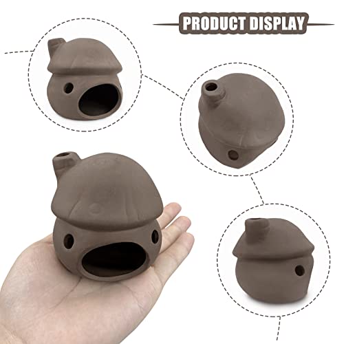 WishLotus Aquarium Cave Decoration, Durable Aquarium Fish Hideout Ceramic Fish Tank Ornament Mushroom House Fish Tank Betta Hidden Tunnel for Fish and Shrimp Rest Play and Natural Breeding (Brown) - color: Brown