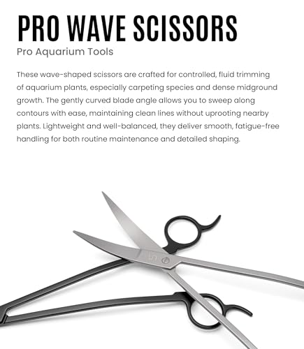UNS Pro Aquascaping Tools - Stainless Steel Aquarium Accessories for Trimming Stem & Carpet Aquatic Plants, Coral Cutting in Freshwater, Reef, Terrarium or Vivarium Tanks - Wave Scissors, Grey - color: Grey