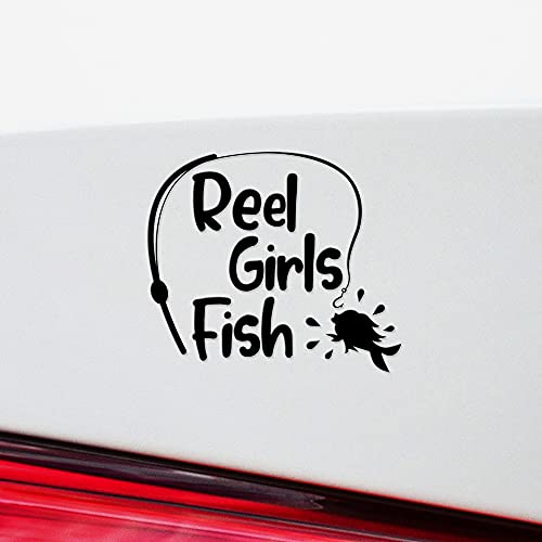 Decal Stickers of Girls Fish (Black) (Set of 2) Premium Waterproof Vinyl Decal Stickers for Laptop Smartphone Car Dirt Bike Wall Room Mason Jar Bathtub Door - Bicver1D44382Blw19Y24 - color: Black, size: 5.5'' x 4.8''