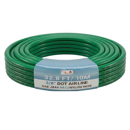 Utah Pneumatic 3/8" DOT Air Line SAE J844 PA12 Nylon Tubing for Air Suspension, Industrial Automation, Workshop Air Systems, Misting & Fluid Transfer, Green - 10 Meters (32.8ft) - color: Green, size: 3/8 inch DOT - 32.8 Feet