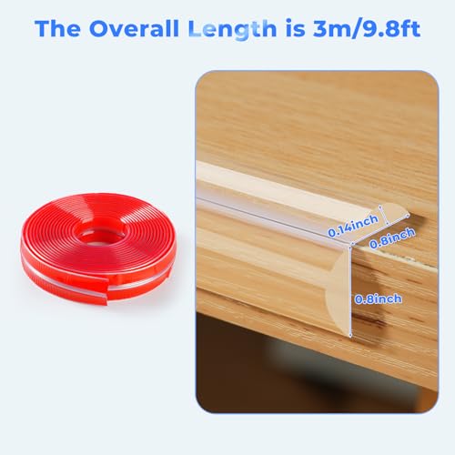 Edge Corner Protector Baby Proofing, Clear Soft Corner Protectors Baby Proof, Furniture Corner Guard & Edge Safety, Edge Protector for Table and Fireplace(9.8ft L*1.56inch W*0.14inch H) - size: 9.8ft L*1.56inch W