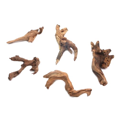 5Pcs Real Natural Driftwood for Aquarium, Aquarium Decor Wood Freshwater Fish Tank Reptile Driftwood Branch Length 3.93" to 5.9" - color: Natural Driftwood