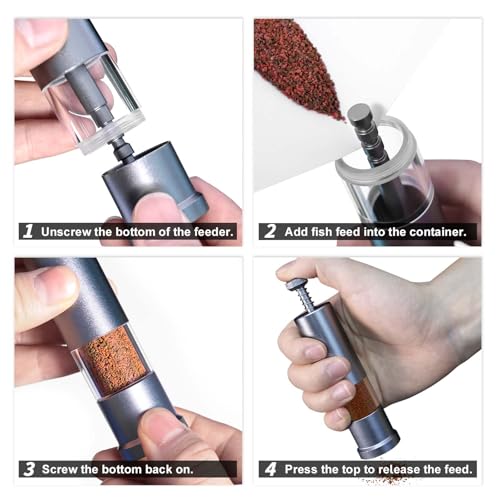 FZONE Aquarium Fish Feeder, Press-to-Feed Fish Food Dispenser for Aquariums