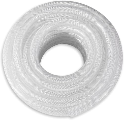 DAVCO 3/4" ID × 100 ft Heavy Duty Braided Clear Plastic Vinyl Tubing, Flexible High Pressure Reinforced PVC Vinyl Tube Hose, Non-toxic, BPA Free - size: 3/4"ID, style: 100 Feet