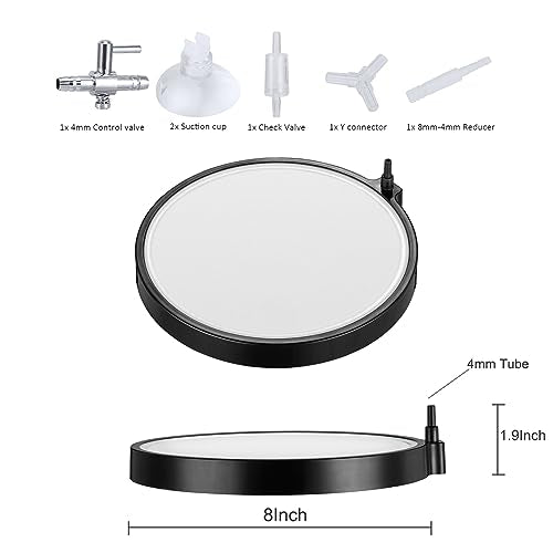 Carefree Fish Aquarium Nanometer Materials Air Stone Disk Fish Tank Hydroponics Bubble Stone Disc 1.4/2/4/6/8 Inch（Air Pump Not Included - size: 8 Inch