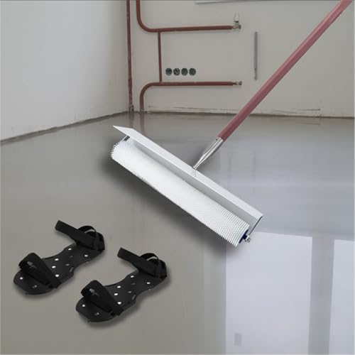 Self-Levelling Cement Tool Kit,Spiked Screeding Compound Roller,Floor Construction Roller Spiked Shoes,500mm Self Leveling Cement Tools Epoxy Flooring Spike Roller