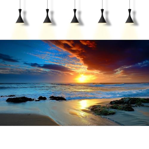 Sunset Beach Aquarium Background Sunrise Ocean Seashore Fish Tank Background Ocean Seascape Terrarium Backgrounds Amazing Sunrise Over Seacoast Sand Ocean Waves Reptile Tank Backgrounds 24x12in - color: Dark Blue, size: 24(W)x12(H)inches/ 60(W)*30cm(H)