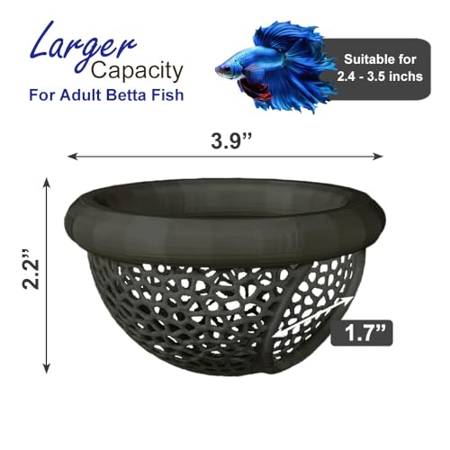 Floating Betta Hammock with Suction Cup, Shrimp Cave, Betta Fish Feeding Rings,3D Printed Aquarium Decor (Black, Large) - color: Black, size: Large