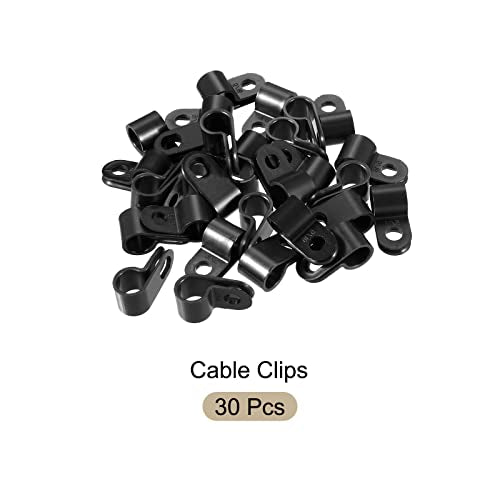 R-type Cable Clips Wire Management Clamp, [for Keeping Wire Neat ] - Nylon / 0.31-inch/Black / 30 Pcs - size: 0.31-inch