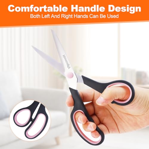 Scissors for Office School Supplies, Hnncugty 8" Scissors All Purpose Bulk Set of 24-Pack, Sharp Shears for Home Craft Sewing Fabric, Middle School Student Teacher Supplies, Comfort Right/Left Handed - color: 24 Pack Black Grey