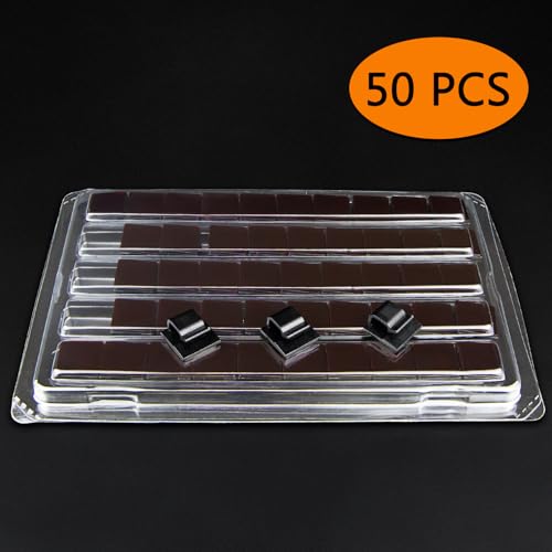 SOULWIT 50 Pcs Self Adhesive Cable Management Clips, Cable Organizers Sticky Wire Clips Cord Holder for TV PC Laptop Ethernet Cable Desktop Home Office (Black) - color: Black