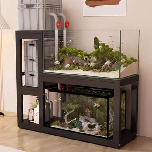 Metal Fish Tank Stand, Non-slip Pads, Multi-tiered Design, Sturdy Support(Black A,120cm/47.2in) - color: Black A, size: 120cm/47.2in