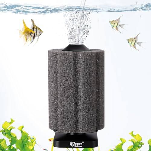 hygger Self-Sinking Sponge Filter for 30–75 Gallon Aquarium, Air Powered Foam Filter for Freshwater & Saltwater Tanks, Betta & Shrimp Safe - size: M