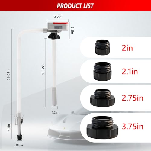 Fuel Transfer Pump (3.2GPM),Gas Can Pump with Hand Nozzle for Quick Stop Flow Control,51" Hose Automatic Gas Pump with 4 Gas Can Fittings, Battery Powered Portable Siphon Pump for Oil,Gasoline, Diesel