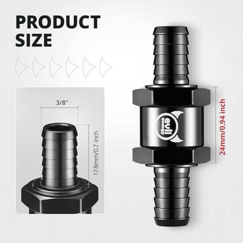 EVIL ENERGY 3/8" Fuel Check Valve One Way Inline Non Return Diesel Gasoline Black (10mm OD,2PCS) - color: Black, size: 3/8