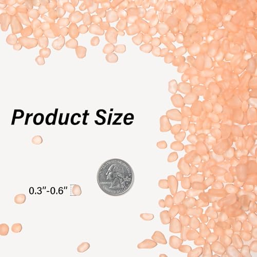 QEQEKAKA Sea Glass Stones for Crafts About 2.75LB (1180g/41.62oz) Glass Pebbles Gemstones Bulk for Beaching Wedding DIY Decoration Aquarium Turtle Tank Vase Filler - color: Peach‌, size: 2.75LB (1185g/41.79oz)