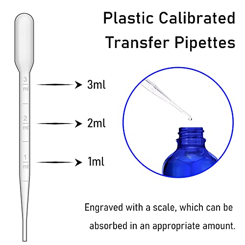 Bumobum Dropper Bottles, 4oz Blue Bottle with Dropper for Essential Oils with Funnel, Labels & Pipette, 2-Pack Tincture Bottles with Dropper(Unbreakable Plastic Eye Dropper) - color: Blue