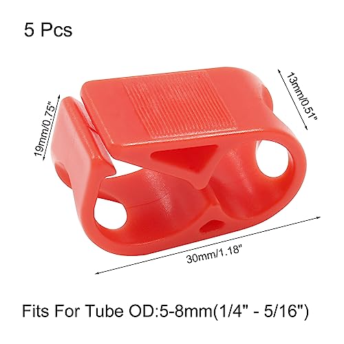 5 Pcs 1/4" - 5/16" Tube O.D. Plastic Tubing Clamps, Adjustable Tube Clamp Shut Off Hose Clamp, Laboratory Pinch Valve Flow Control Hose Clamp (Red) - color: Red, size: 1/4" - 5/16"