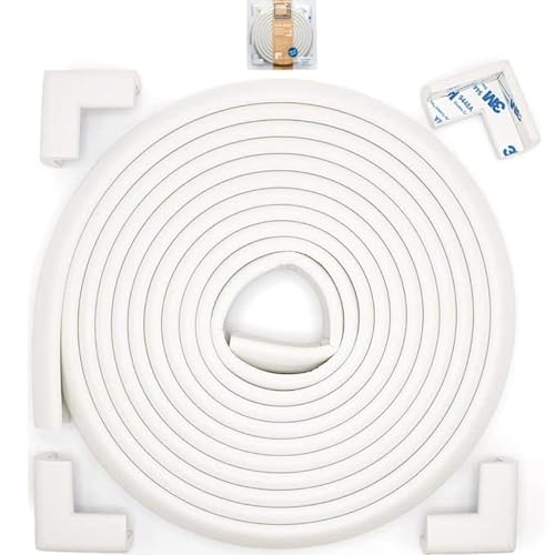 Roving Cove Slimfit Corner Edge Protector for Baby Proofing (Small 15ft Edge 4 Corners), Furniture Safety Bumper Guard, Soft NBR Rubber Foam, 3M Adhesive, Oyster White (Off White) - color: Oyster White, size: Small 15 feet