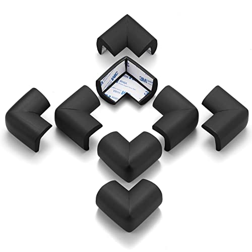 8 Pack Soft Sponge Table Corners, Corner Protector Baby, Baby Proofing Corner Guards, Pre-Taped Furniture Corner Protectors, Child Safety Furniture Bumper, Corner Protectors for furniturey, Black - color: 8 Black Sponge Corners