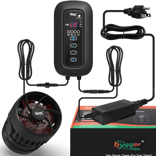 hygger DC Powerful Wave Maker For Aquarium, Quiet Aquarium Circulation Water Pump Adjustable Flow Freq, 4 Waves/Night/Feed Modes, Magnetic Holder Display Controller - size: 18W for 55~70Gallons